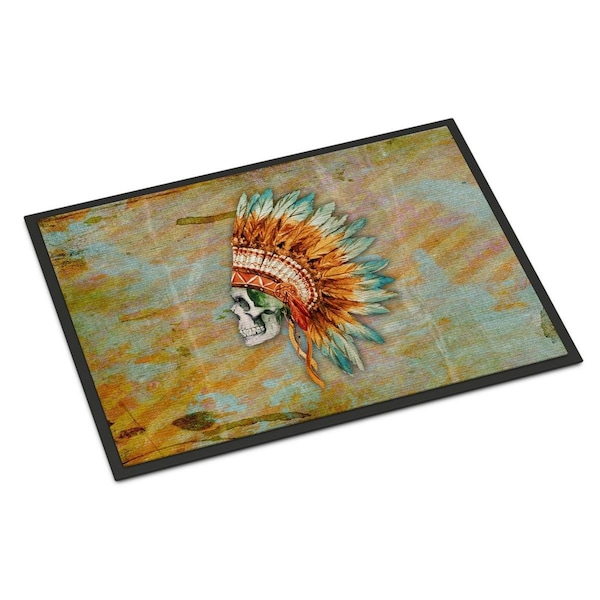 Micasa Day of the Dead Indian Skull Indoor or Outdoor Mat24 x 36 in. MI228392 - main